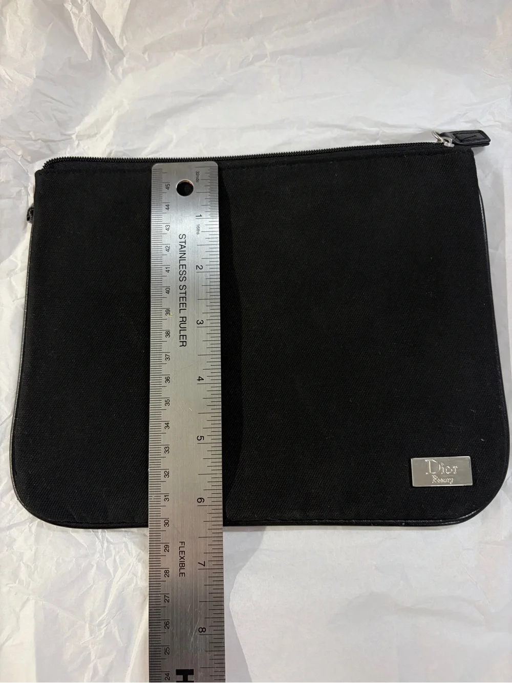 Dior Beauty black canvas pouch with silver logo